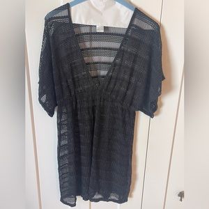 Black short sleeves bathing suit coverup